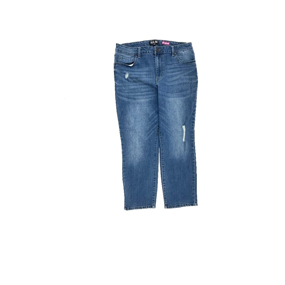 Faith Jeans Distressed Ankle Women's size 14P Medium Blue Denim Jeans